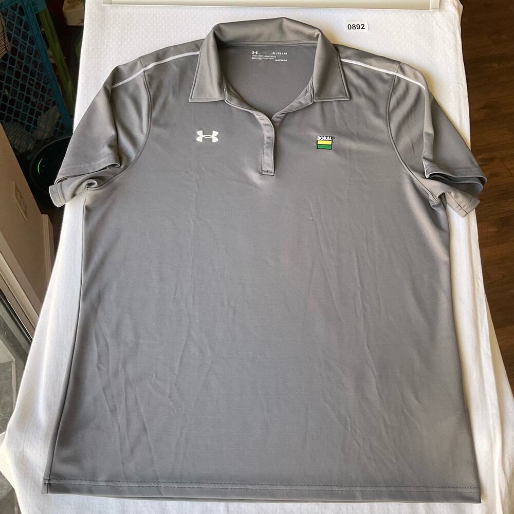 Under Armour Men’s Short Sleeve Polo Shirt Size XL, Gray, Loose, Heatgear